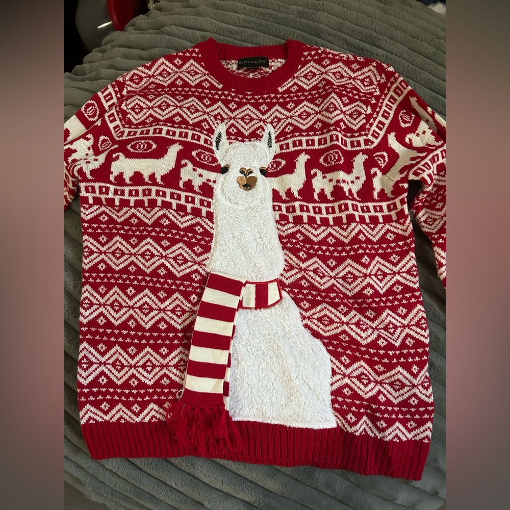 Red and White Llama Christmas Sweater